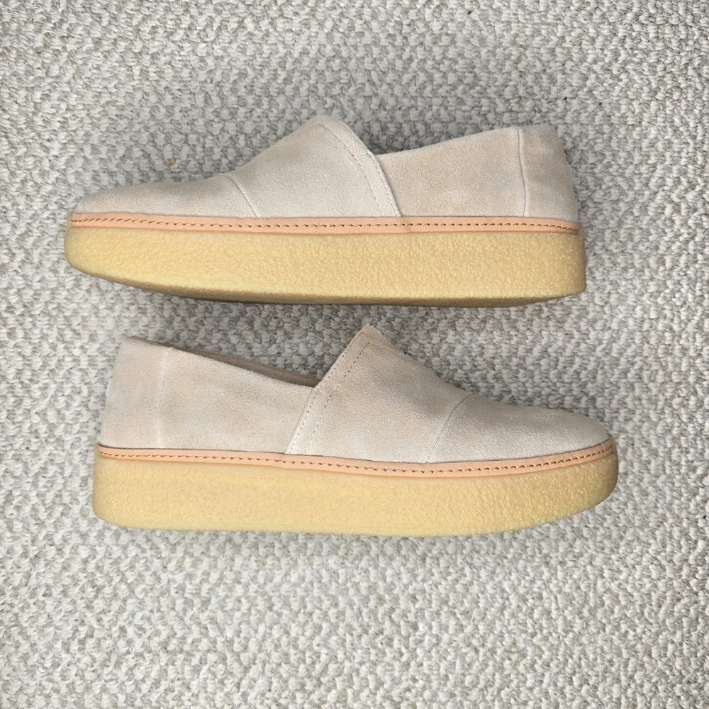 TOMS Women's Adelaide Suede Tan Platform Espadrille Slip-Ons 9